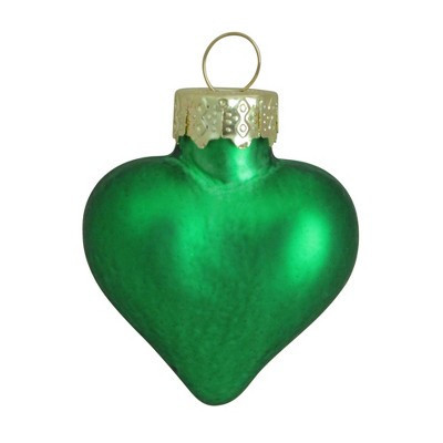 Northlight 56ct Green Matte Finish Glass Heart Christmas Ornaments - 1.75" (45mm) | Target