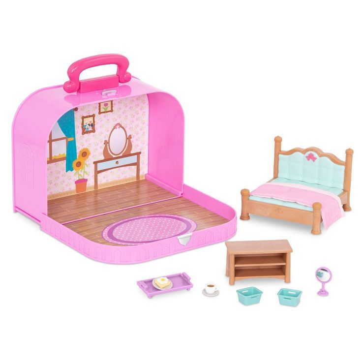Li'l Woodzeez Toy Furniture Set in Carry Case 13pc - Travel Suitcase Bedroom Playset | Target