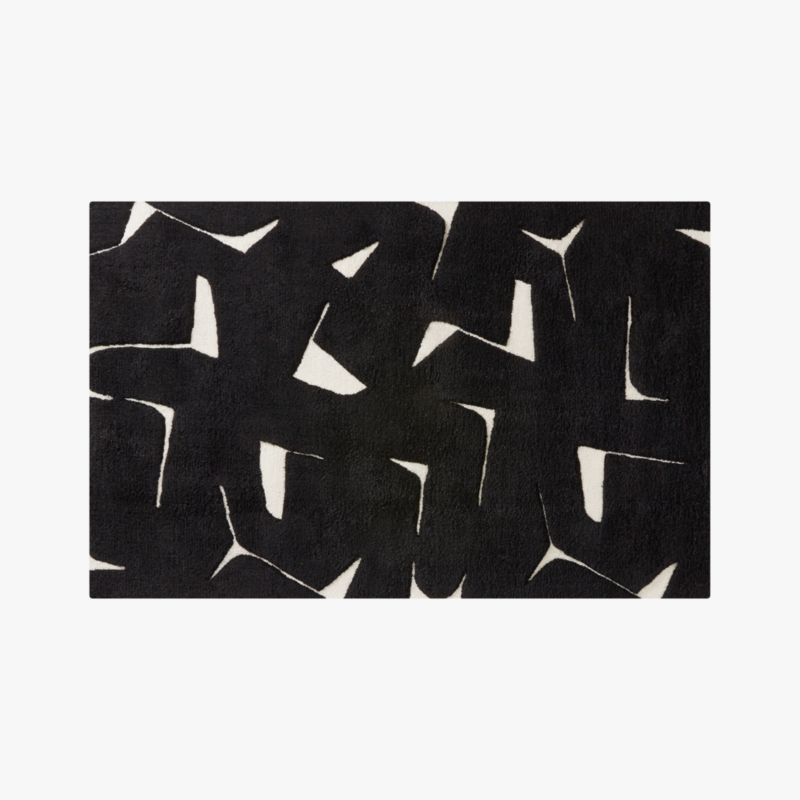 Sway Hand-Tufted Black and White Wool Area Rug 5'x8' + Reviews | CB2 | CB2