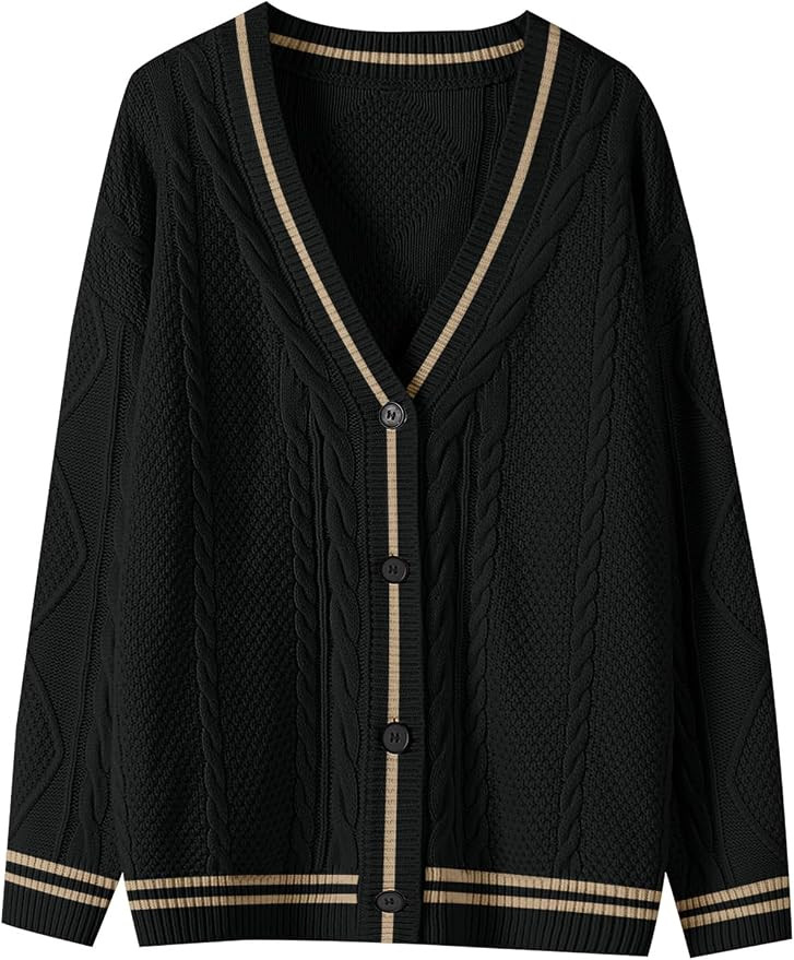 ANRABESS Women's Long Sleeve Open Front Cardigan Sweaters Embroidery Star Button Down Cable Knit ... | Amazon (US)