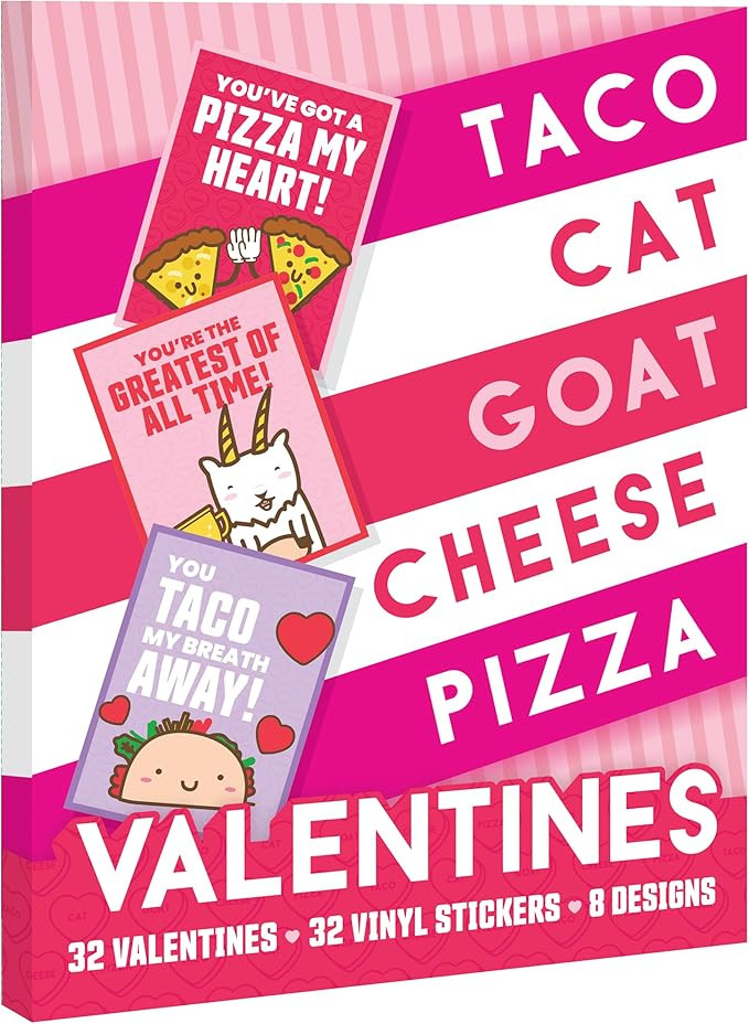 Taco Cat Goat Cheese Pizza Valentine's Day Cards - Great for Kids' School and Classroom Exchange ... | Amazon (US)