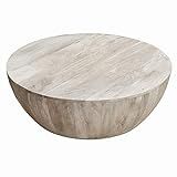 The Urban Port 36-Inch Round Mango Wood Coffee Table, Subtle Grains, Distressed White | Amazon (US)
