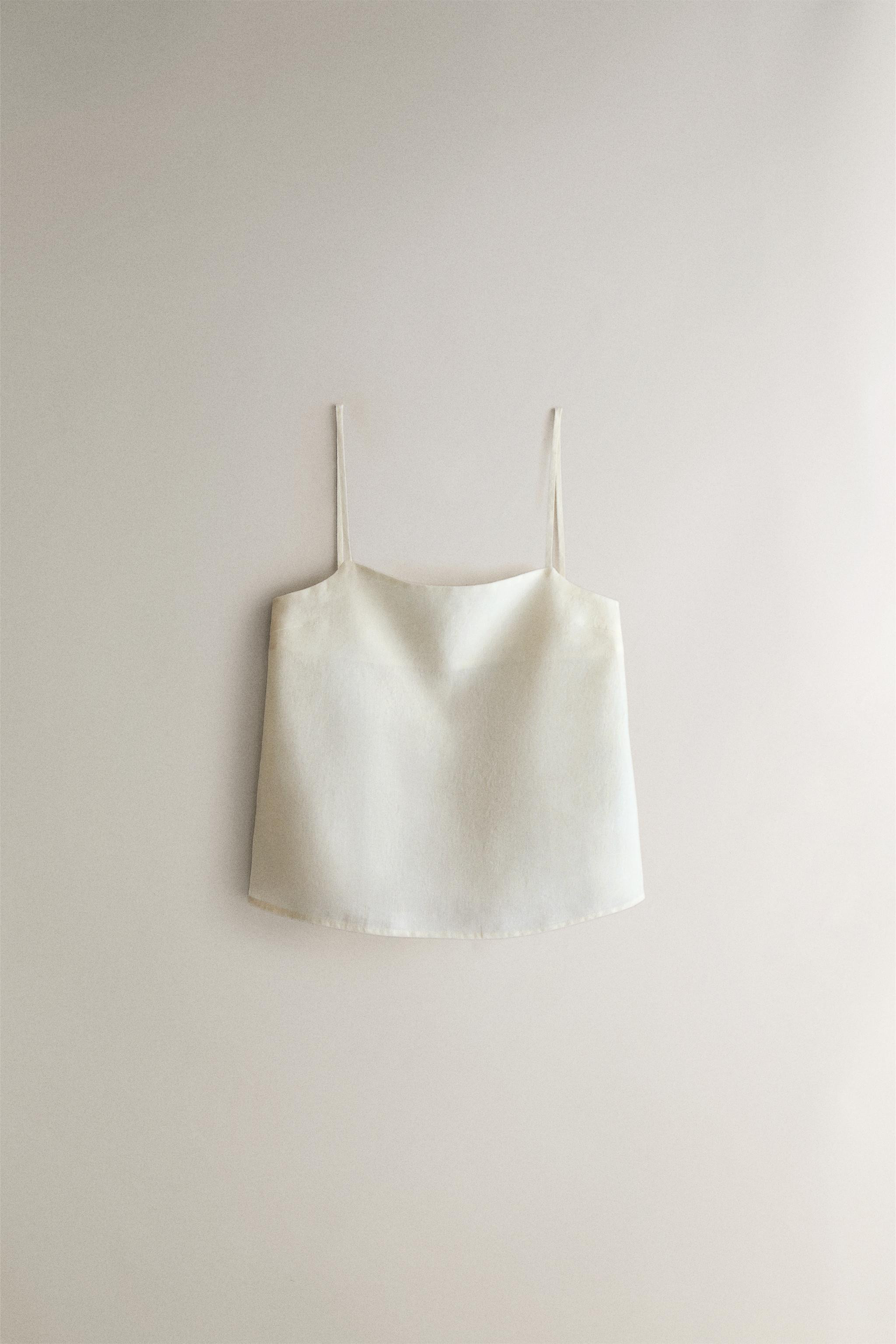 Leinen-Top mit schmalen Trägern und schlichtem Design. | Zara DE