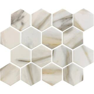 Apollo Tile White Beige 4 in. x 5 in. Matte Finished Hexagon Mosaic Marble Tile sample (0.13 sq.ft./ | The Home Depot