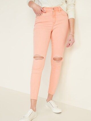 High-Waisted Distressed Rockstar Pop-Color Super Skinny Jeans for Women | Old Navy (US)
