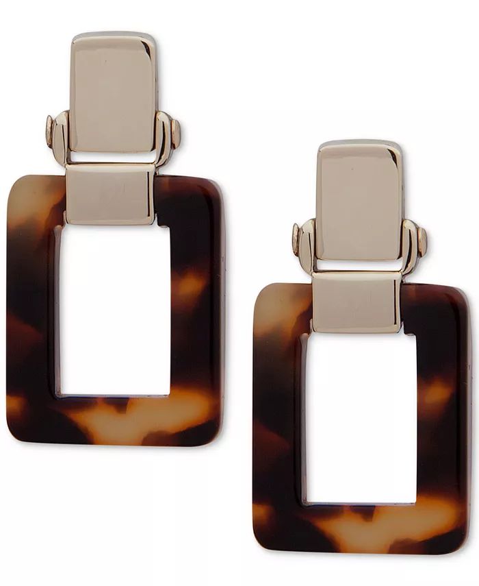 Gold-Tone Tortoise Shell-Look Square Drop Earrings | Macy's