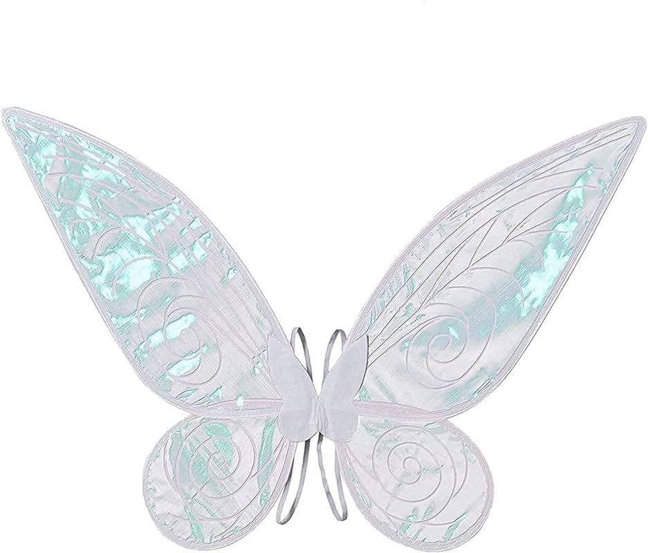 Girls White Fairy Wings Dress Up Sparkling Sheer Wings Butterfly Fairy Halloween Costume Angel Wings | Amazon (US)