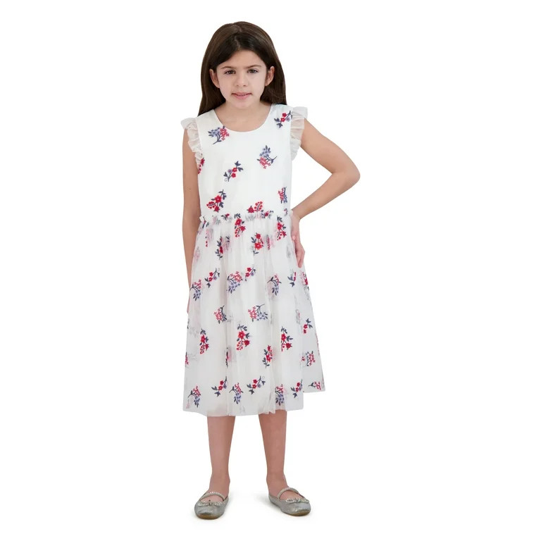Kensie Girl Embroidered Flutter Sleeve Dress, Sizes 4-16 | Walmart (US)