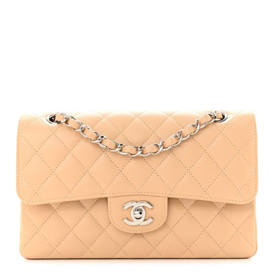 Caviar Quilted Small Double Flap Beige | FASHIONPHILE (US)