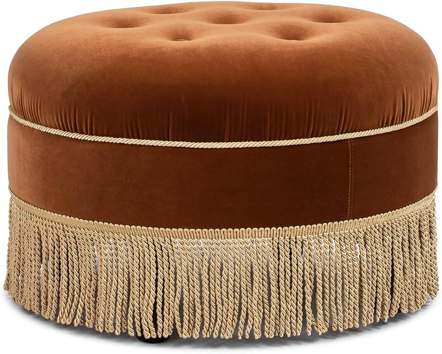 Jennifer Taylor Home Yolanda 24" Round Upholstered Accent Ottoman, Burnt Orange Performance Velve... | Amazon (US)