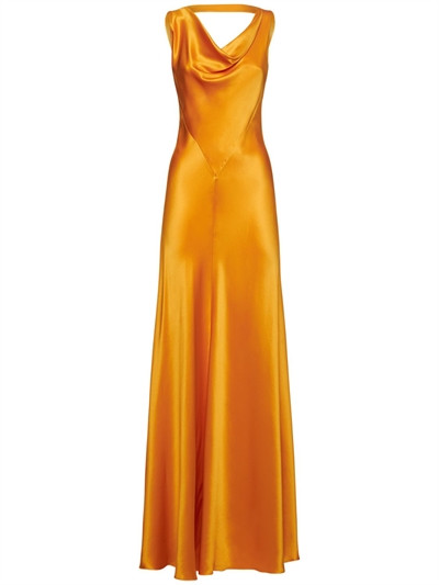 Drop neck silk satin slip midi dress - Alberta Ferretti - Women | Luisaviaroma | Luisaviaroma