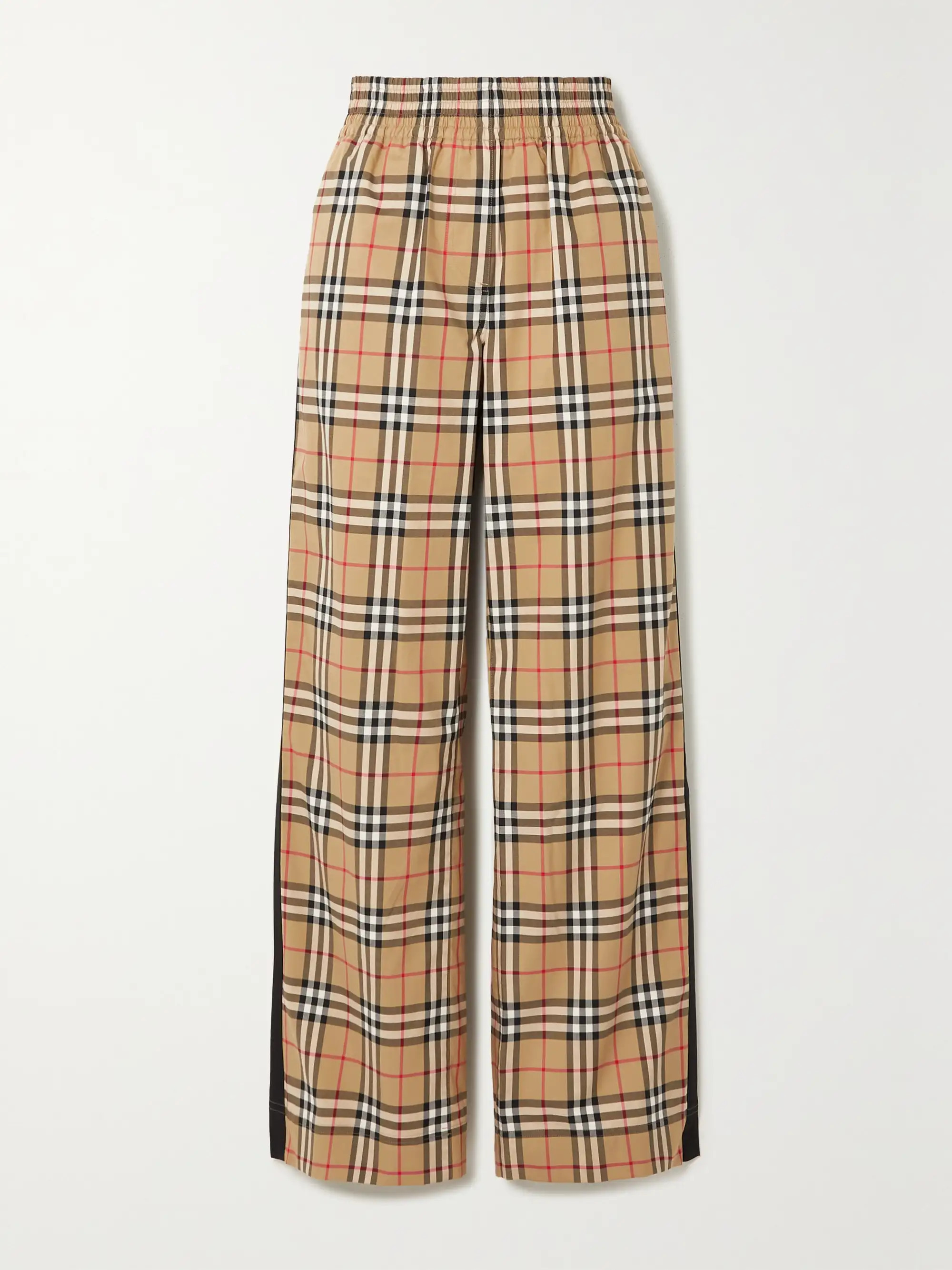BURBERRY Striped checked cotton-blend wide-leg pants | NET-A-PORTER | NET-A-PORTER (US)