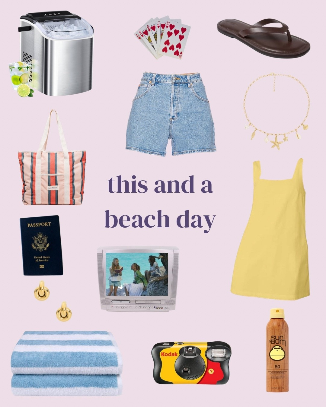 Summer Beach Trip Must Haves 

Joy Pebble Stainless Steel Ice Maker Countertop, 26Lbs/24H, 9 Cubes Ready in 6-8 Mins, Self-Cleaning Portable Ice Maker with Handle, for Home/Office/Bar (Silver)

Amazon Basics Sky Blue Cabana Stripe Pool & Beach Towel, 100% Cotton, Soft & Absorbent, Machine Washable, Quick Dry, Large, 2 Pack, Sky Blue, 30" x 60"

Womens Sleeveless Linen Mini Dress Casual Square Neck Backless Short Dresses Solid Summer Tank Shift Sundress with Pockets

BUTABY Rectangle Sunglasses for Women Retro Driving Glasses 90’s Vintage Fashion Narrow Square Frame UV400 Protection

KODAK FunSaver 35mm Single Use Camera

Women's Sherry Thong Flip Flops - Universal Thread
 
Mirage Short in Country Blue
ROLLA'S

Bonnie Necklace in Gold
Lovers and Friends

Megan Earrings in Gold
Lovers and Friends

Beach Bag in Bistro Dusty Pink Stripe
business & pleasure co.

Sun Bum Original SPF 50 Sunscreen Body Spray | Broad Spectrum Moisturizing Sunblock with Vitamin E | Hawaii 104 Act Compliant (Octinoxate & Oxybenzone Free) | 2 Pack, 6 oz

#LTKSeasonal #LTKU #LTKTravel