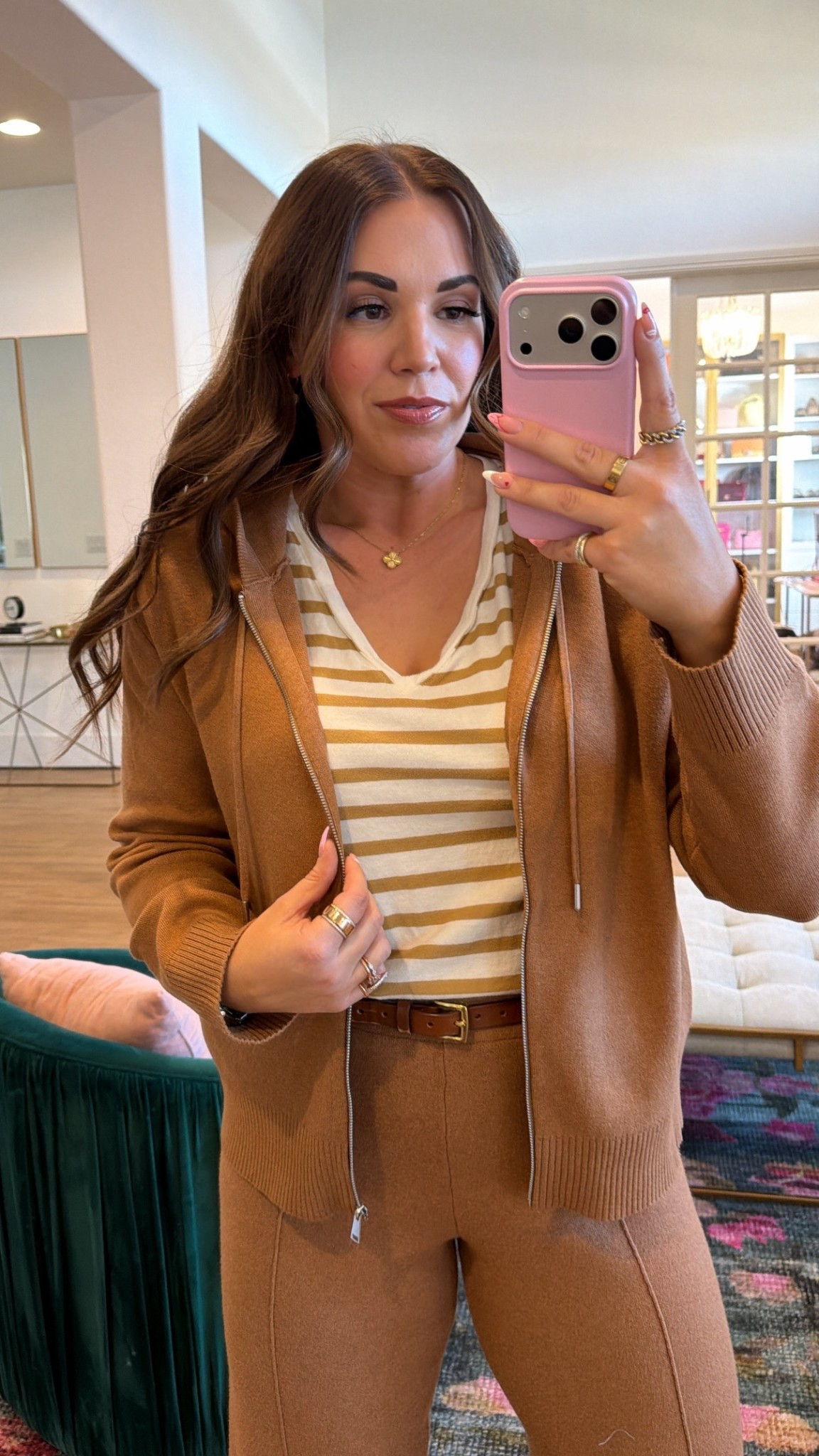 comfy curvy midsize set mom on the go! in the size large in camel sweater zip up and sweater pants! 

#LTKdayinmylife #LTKMidsize #LTKSeasonal