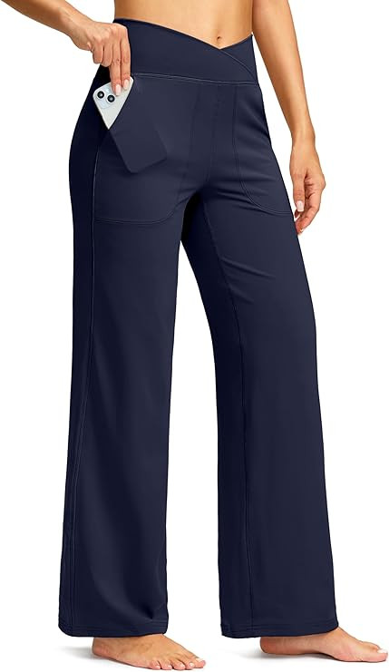 Soothfeel Wide Leg Pants Woman Yoga Pants with Pocket Crosscover High Waist Stretch Work Lounge C... | Amazon (US)