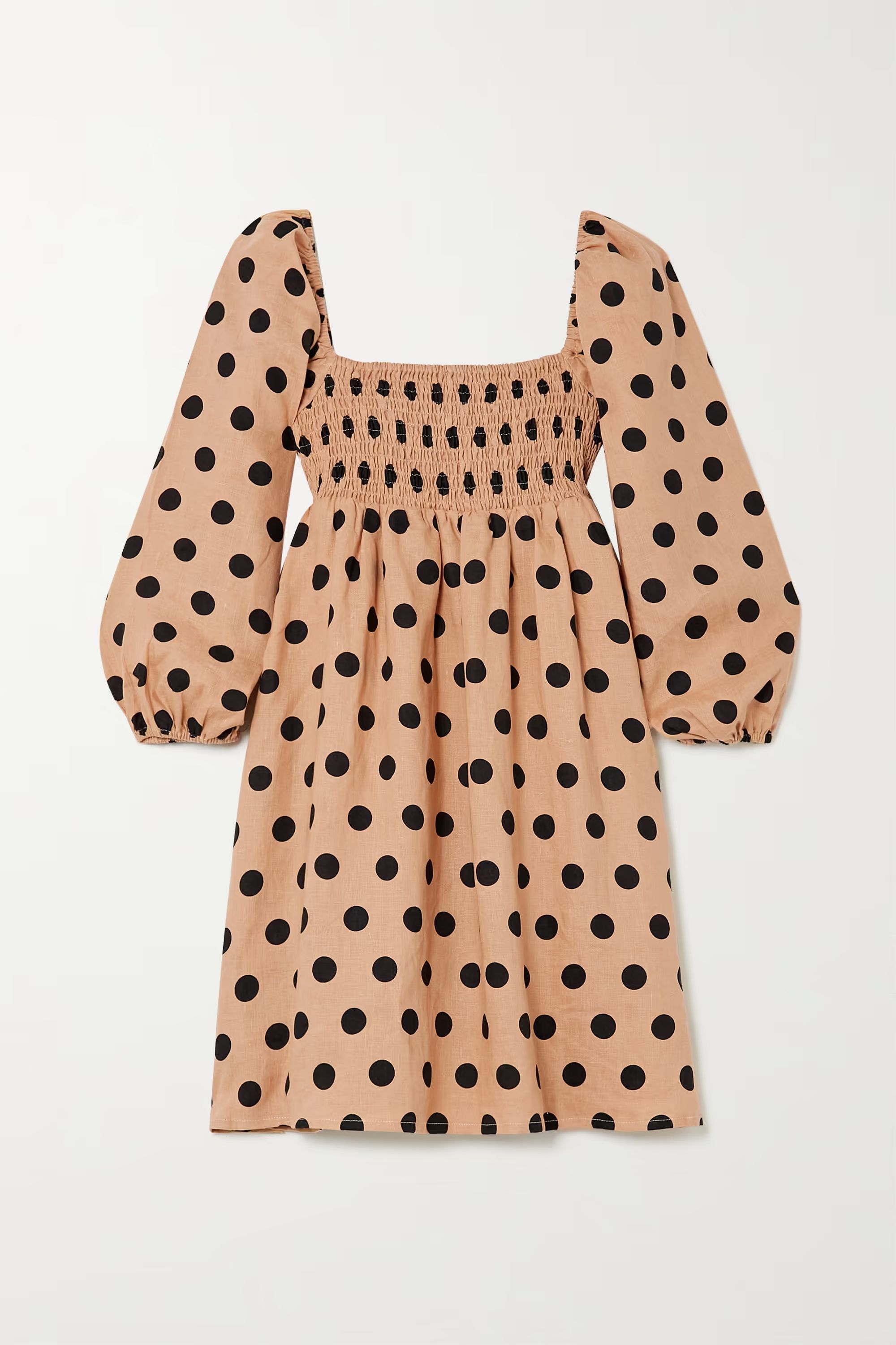 + NET SUSTAIN Dallia shirred polka-dot linen mini dress | NET-A-PORTER (US)