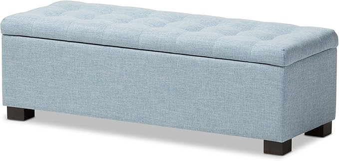 Baxton Studio Orillia Modern and Contemporary Light Blue Fabric Upholstered Grid-Tufting Storage ... | Amazon (US)