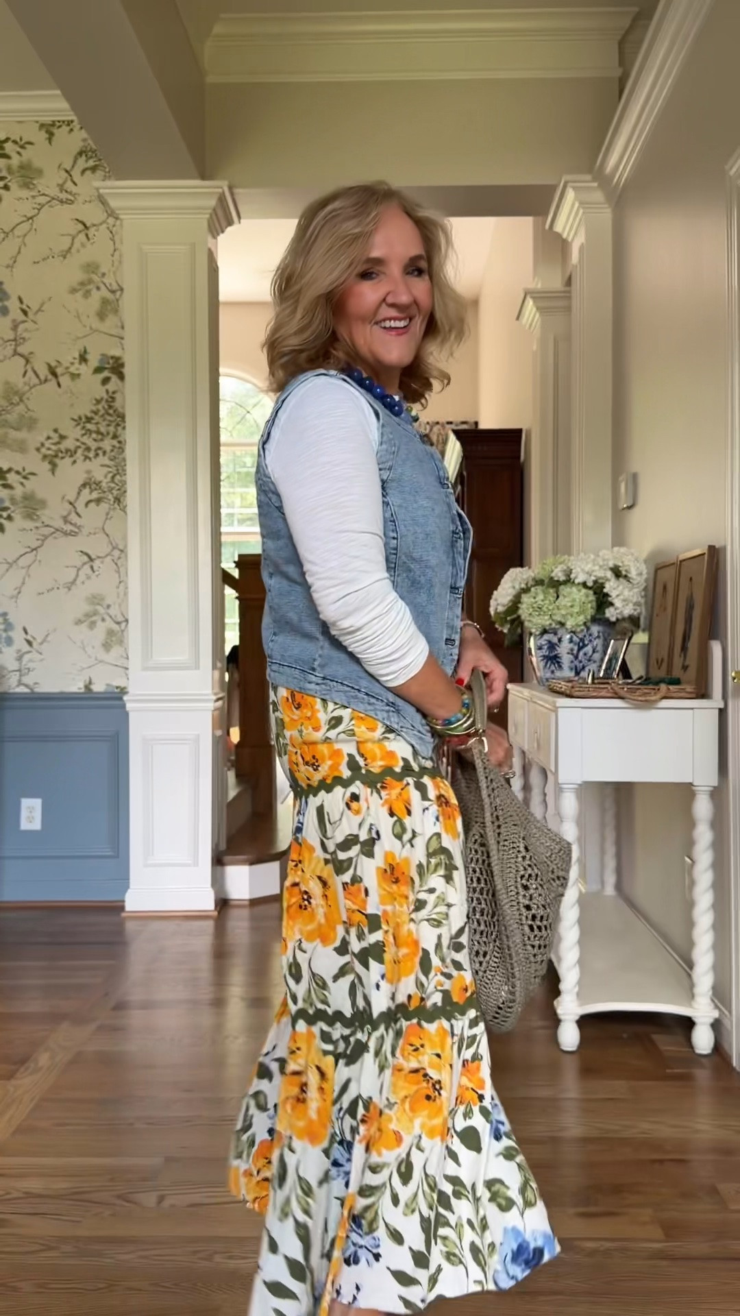 A denim vest is one of my favorite layering pieces for summer, and this look is such an easy way to style it! Pair it with a printed skirt and a simple white tee for an outfit that’s polished, comfortable, and perfect for everything from brunch to weekend errands. These pieces are going fast, so don’t wait if you have your eye on them!

Sizing:

* Vest: Size Up
* Skirt: Medium
* Tee: Small
* Dress: Medium

💡 LTK MADE EASY
❤️ Heart = Support my posts!
📌 Save = Get sale & restock alerts
📋 Lists = Keep favorites organized
📲 Share = Send lists and products to a friend. Hello, Christmas List! 💬
💬 Comment = Ask me anything about sizing or fit. :-)

#LTKootd #LTKSeasonal #LTKOver40