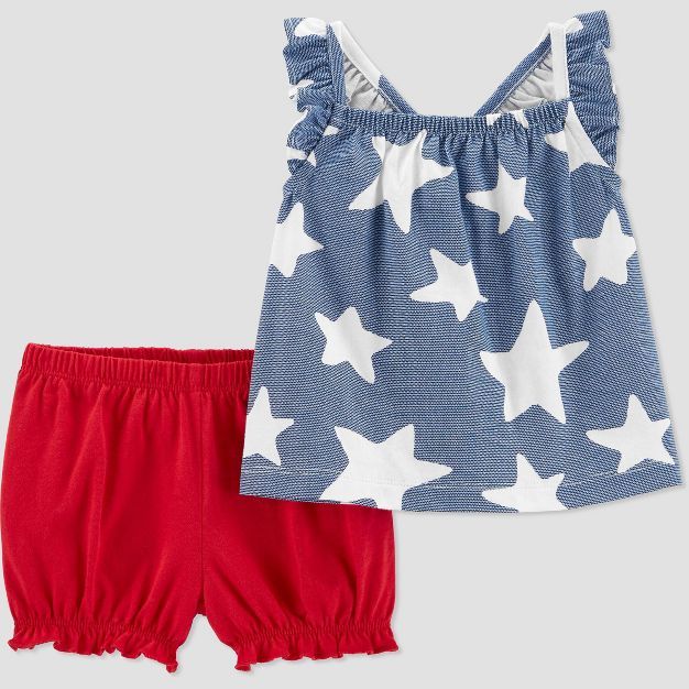 Baby Girls' Star Printed 2pc Top and Bottom Set - Just One You® made by carter's Red/Blue | Target