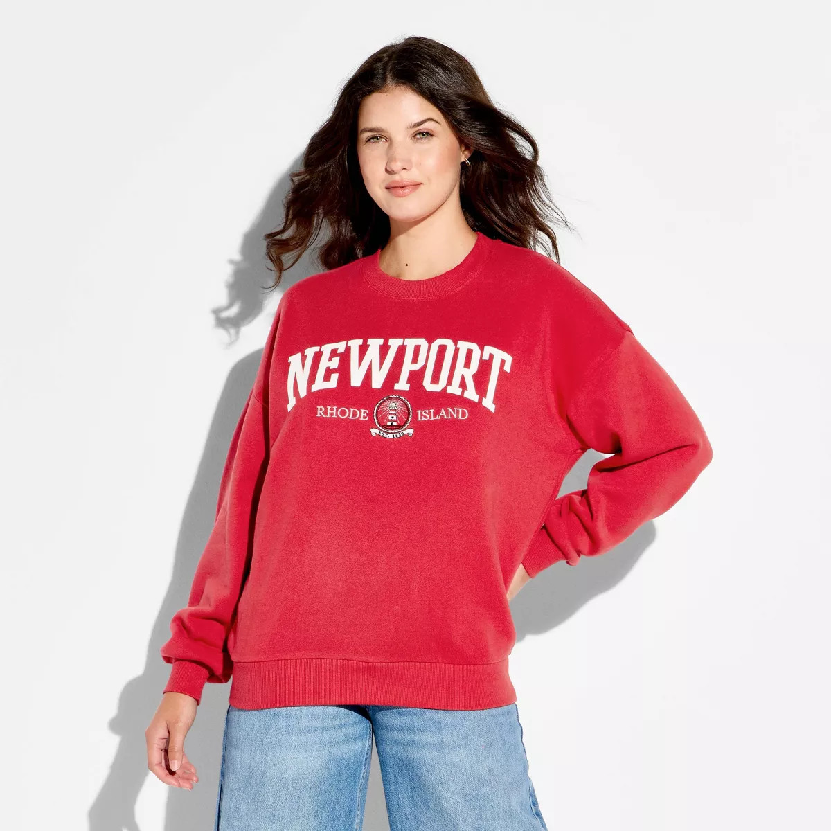 Women's Newport Graphic Pullover Sweatshirt - Cherry Red S | Target