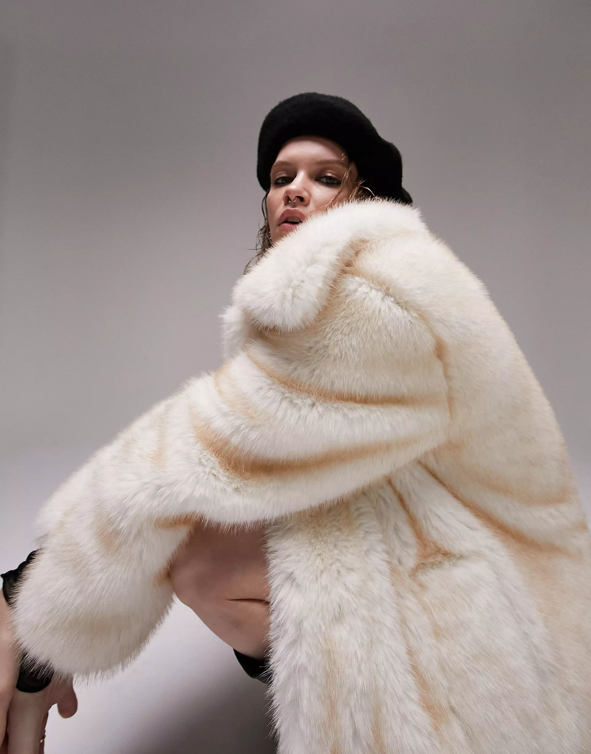 Topshop faux fur coat in cream | ASOS (Global)