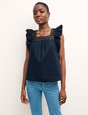 Organic Cotton Square Neck Ruffle Cami Top | Nobody's Child | M&S | Marks & Spencer (UK)