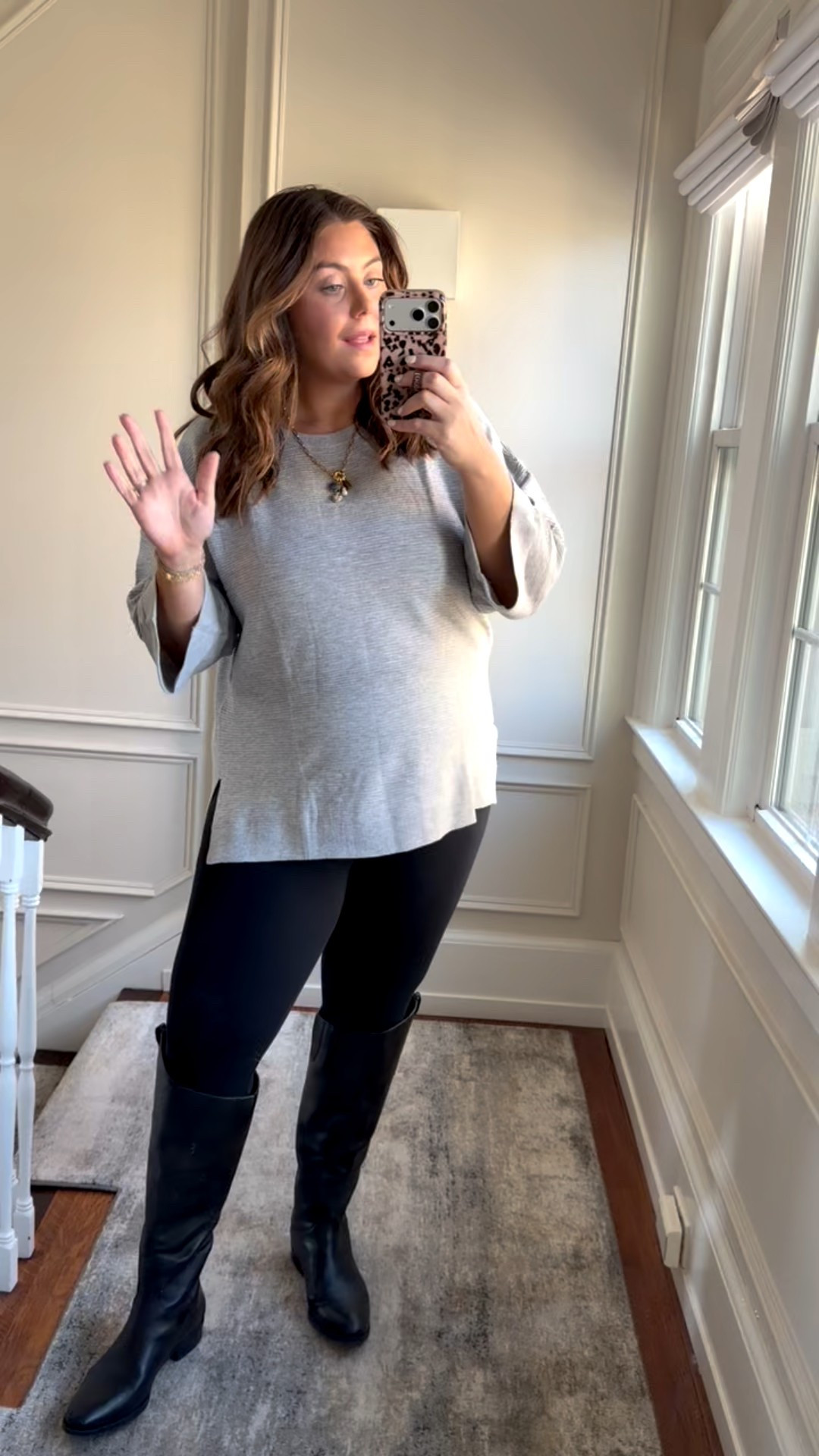Wearing size XXL in sweater, XL in leggings. Use CARALYN15 at Spanx. 

#LTKMidsize #LTKootd #LTKBump