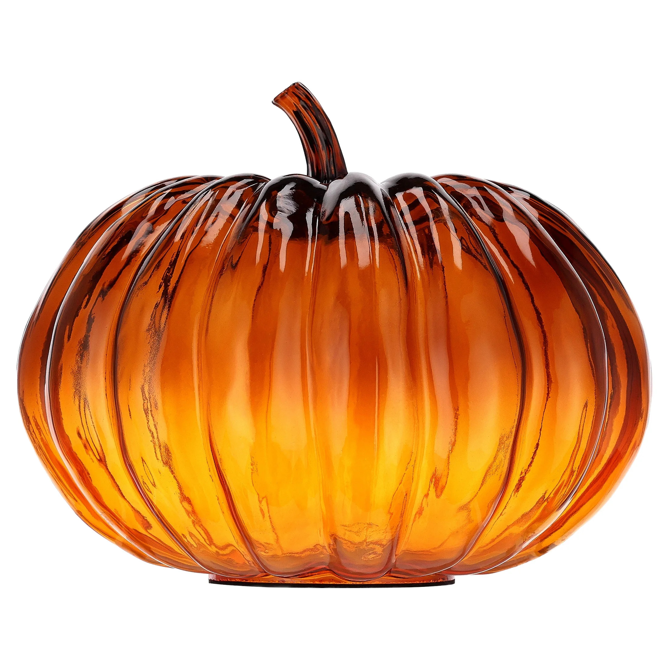 My Texas House Fall Short Glass Pumpkin Tabletop Decoration, Orange, 8" | Walmart (US)