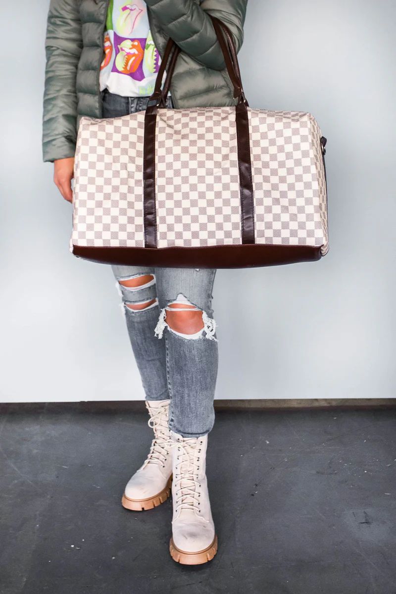 Fashionable Forever Checkered Duffle Bag- 2 colors | Apricot Lane Boutique