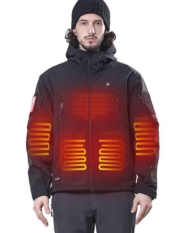 DEWBU Heated Jacket for Men with 12V Battery Pack Winter Outdoor Soft Shell Electric Heating Coat | Amazon (US)