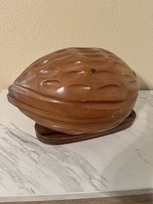 Vintage Wooden Walnut Shaped Nut Cracker Bowl with Pick Holder | eBay US