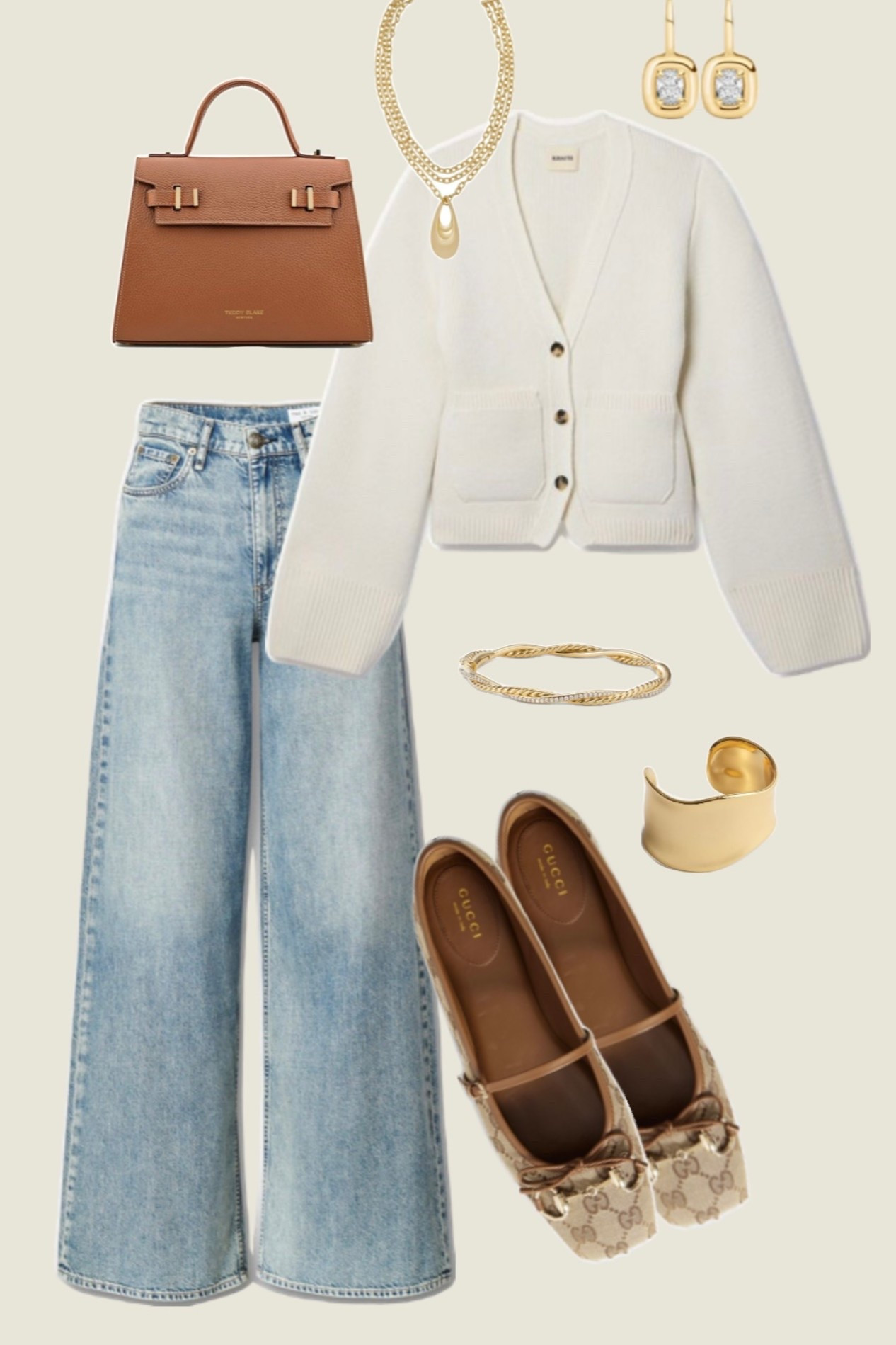For those days you don’t know what to wear — a white sweater and jeans is a mindless go-to! Mix and match your accessories, handbags and shoes and you can wear on repeat 🙌🏼 

White button sweater, light wash wide leg jeans, tan top handle bag, gold jewelry, Gucci ballet flats, fall style, autumn outfit, casual simple outfit idea 

#LTKootd #LTKSeasonal #LTKTravel