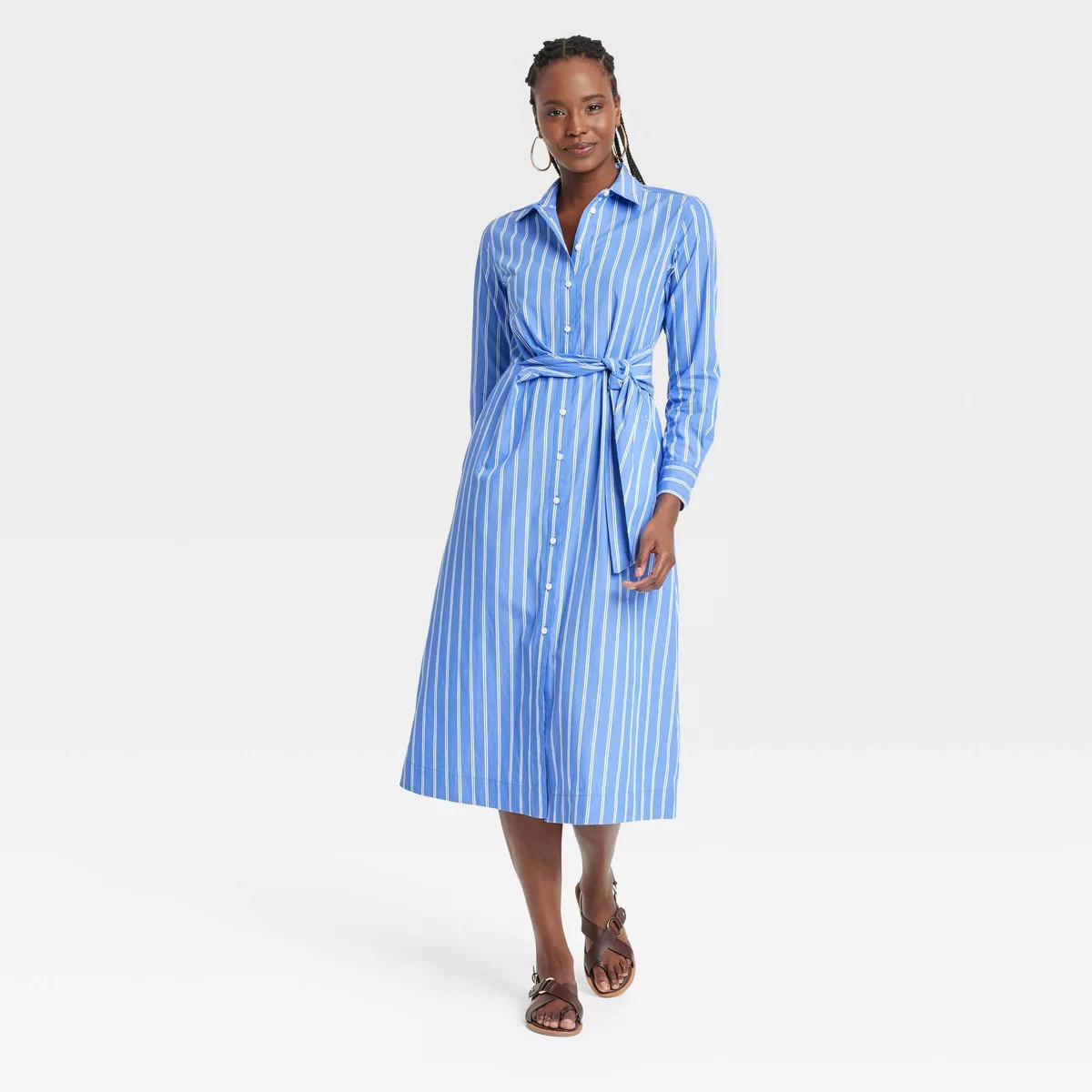 Women's Long Sleeve Tie-Front Midi Shirtdress - Universal Thread™ | Target