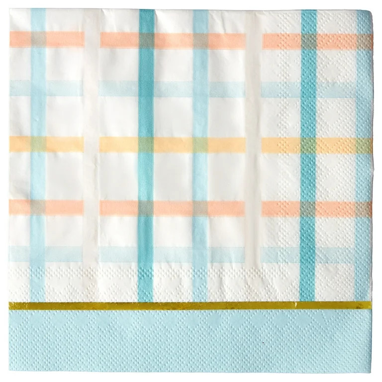 Easter Multicolor Plaid Disposable Paper Napkins, 6.5 in x 6.5 in, 16 Count, by Way To Celebrate | Walmart (US)