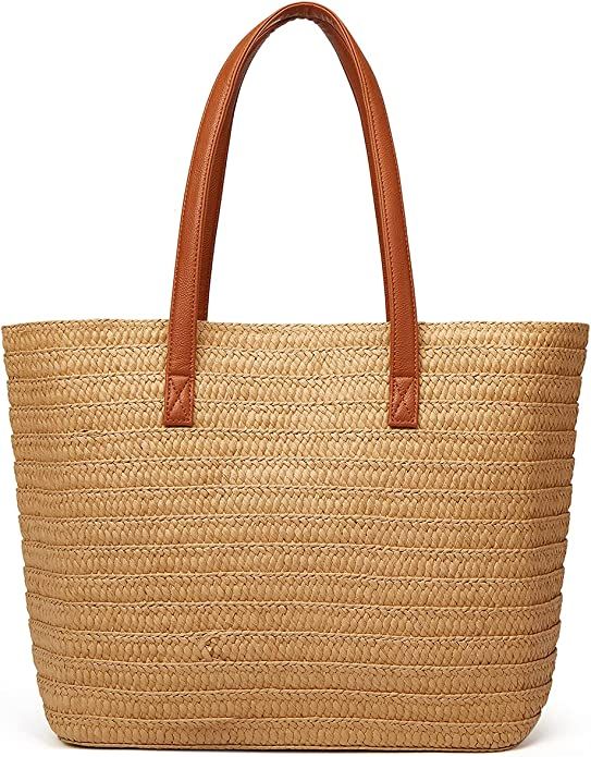 Straw Beach Bags Tote Tassels Bag Hobo Summer Handwoven Shoulder Bags Purse With Pom Poms | Amazon (US)