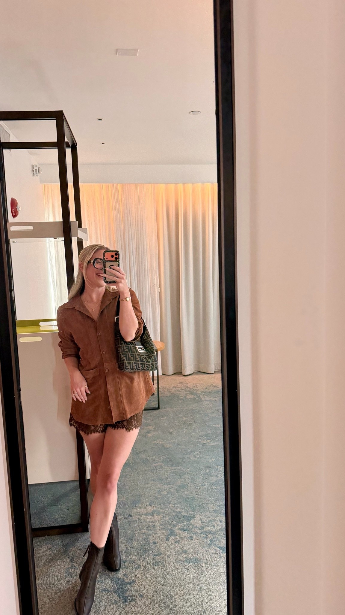 another dinner, another excuse to wear brown suede 😂🤎

my Sézane Max suede Will jacket + little lace Reformation shorts + Quince leather booties for dinner in LA tonight. added my borrowed Fendi and called her done ✨

#LTKootd #LTKdayinmylife #LTKSeasonal