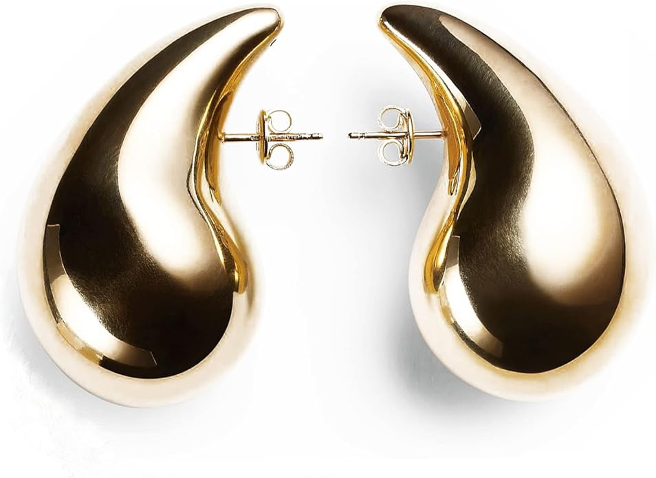 Chunky Gold Hoop Earrings for Women, Hypoallergenic Teardrop Design, Perfect Fashion Jewelry for ... | Amazon (US)