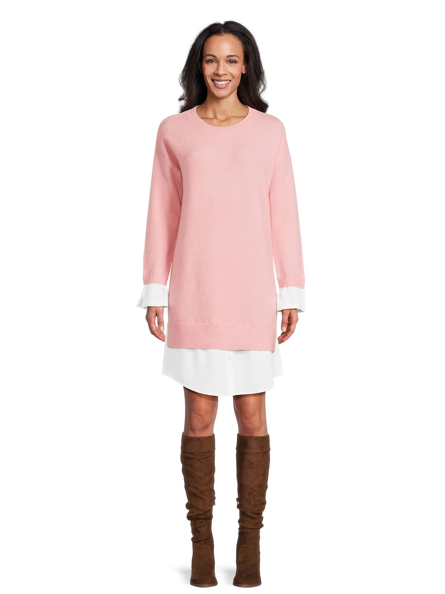 Time and Tru Women's Twofer Sweater Dress | Walmart (US)