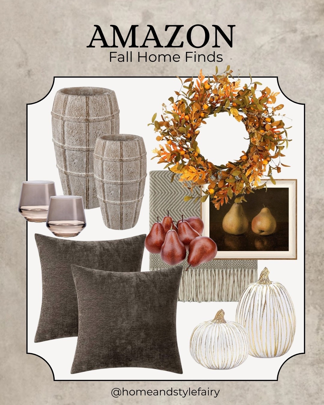 Autumn inspired home decor finds 🌾

Terracotta Flower Vase, Faux Brown Pears, Framed Canvas Wall Art, Smokey Sand Wine Glasses, Soft Chenille Couch Throw Pillows Cushion Covers, White and Gold Fall Pumpkin Decorations, Thanksgiving Table Centerpieces, 2 Pcs Artificial Luxury Resin Pumpkins Figurines, Throw Blanket for Sofa Couch, 20'' Fall Wreath Autumn Wreath

#LTKHome #LTKSeasonal #LTKAutumn
#LTKSaleAlert #homeinspo #neutralhome


#LTKcanada #LTKfamily