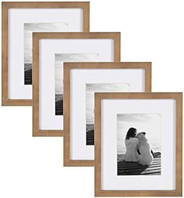DesignOvation Gallery 8x10 matted to 5x7 Wood Picture Frame, Set of 4, Rustic Brown, 4 Count | Amazon (US)