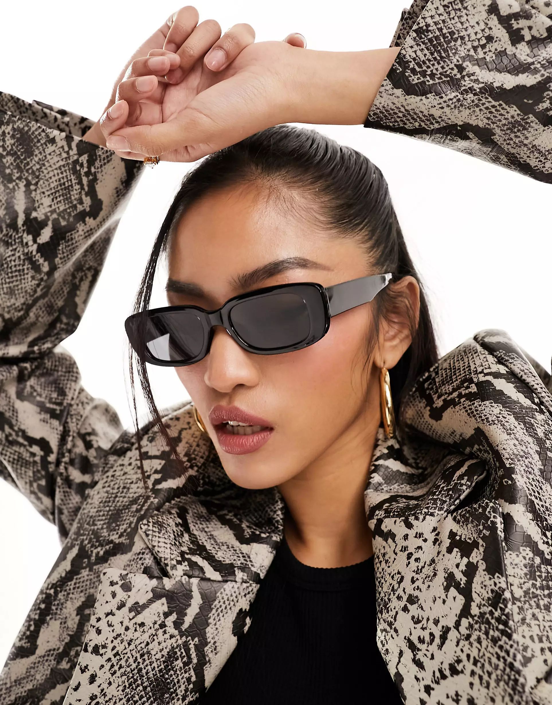 Jeepers Peepers rectangle sunglasses in black | ASOS (Global)