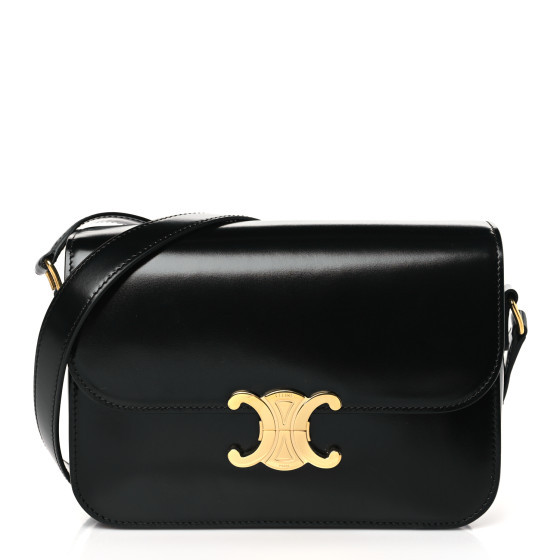 Shiny Calfskin Medium Triomphe Black | FASHIONPHILE (US)