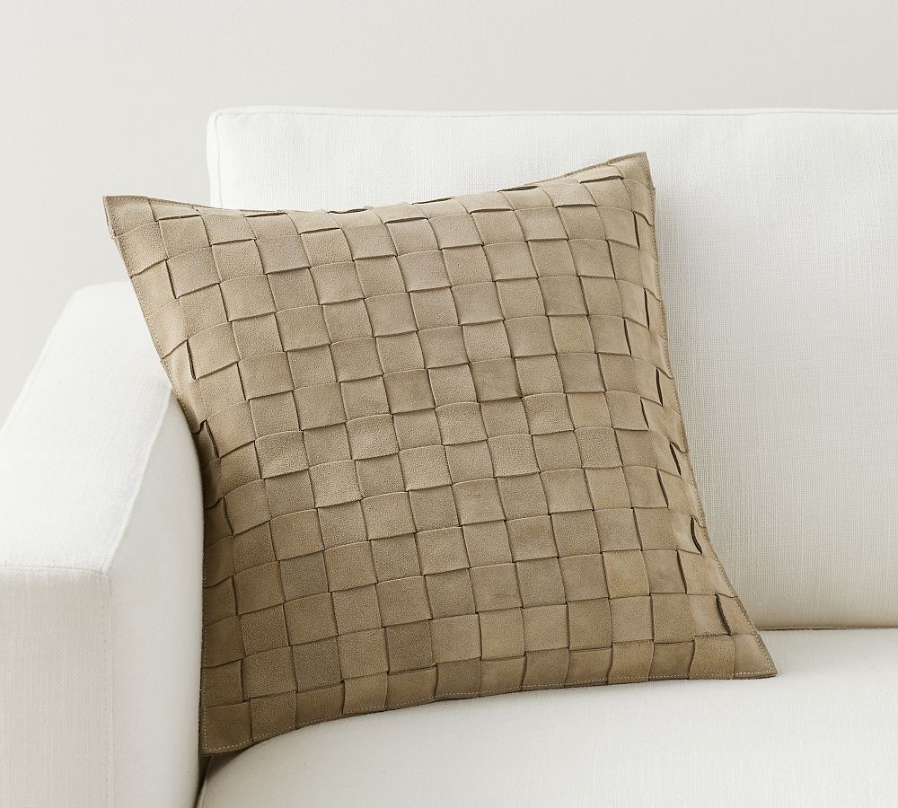 Basketweave Suede Throw Pillow | Pottery Barn (US)
