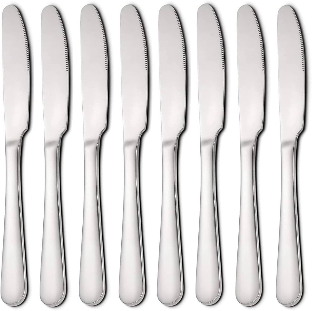 Butter Knives Set of 8 Rust Proof Dinner Knifes Table Heavy Duty Butterknives Stainless Steel Din... | Amazon (US)