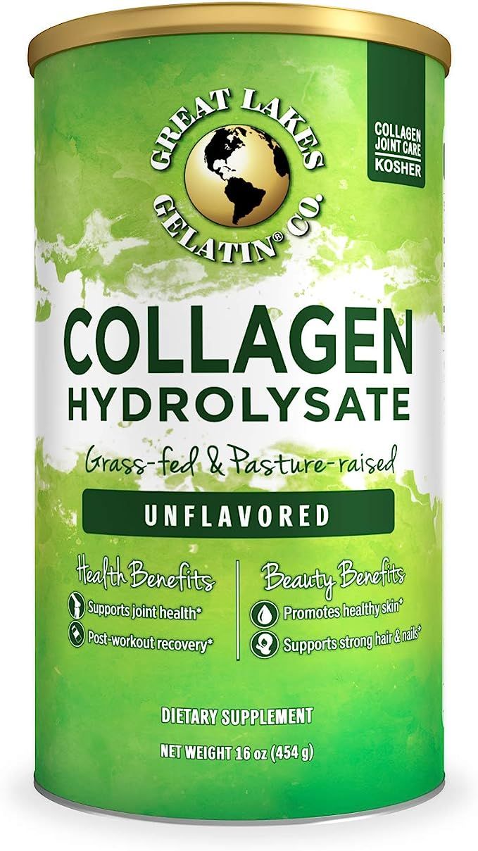 Great Lakes Gelatin, Collagen Hydrolysate, Unflavored Beef Protein, Kosher, 16 Oz Can | Amazon (US)