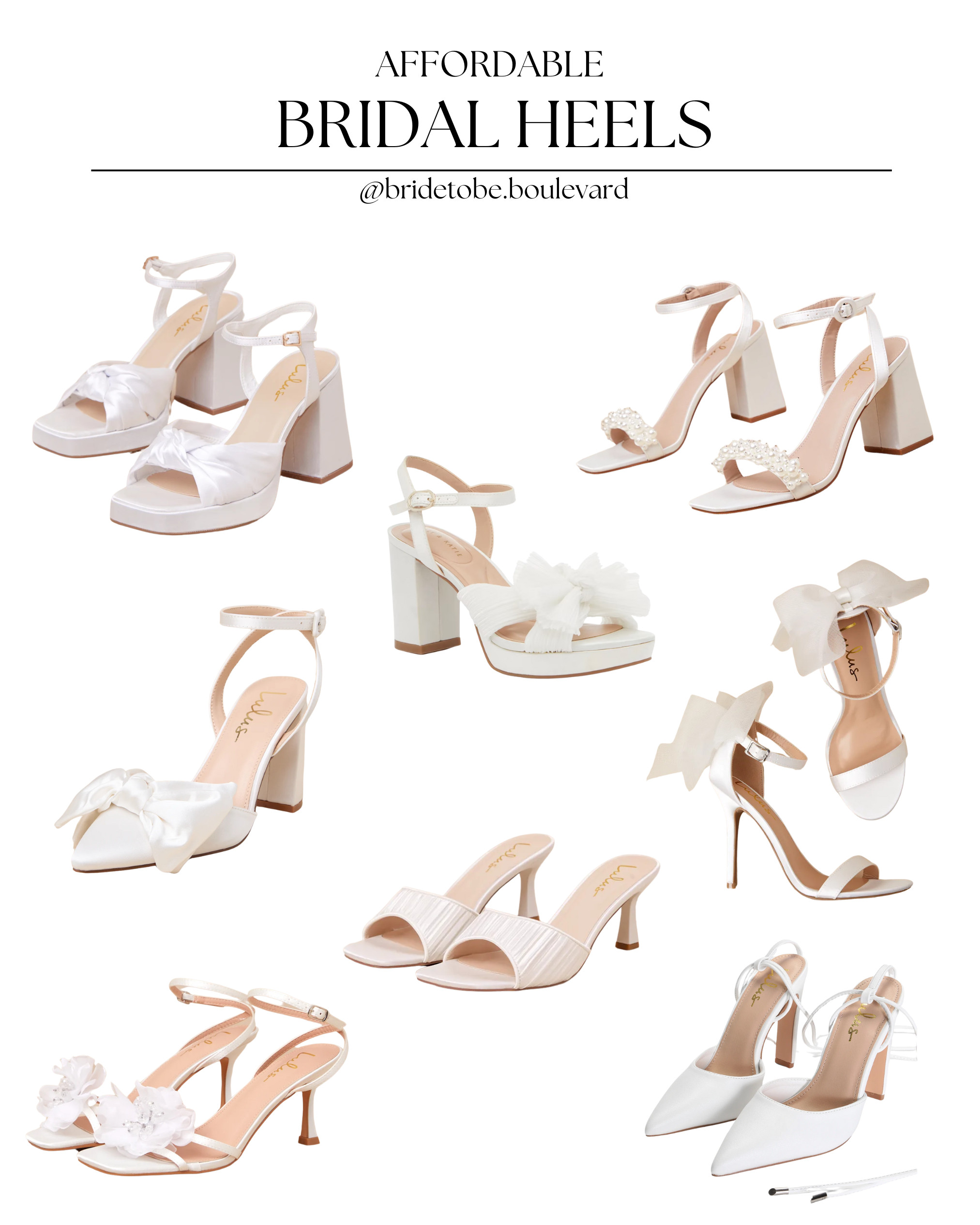 👠 Bridal Heels That Won’t Break the Bank – All Under $100 👠
Brides-to-be, if you're on the hunt for the perfect pair of heels to walk down the aisle, hit the dance floor, or sparkle at your bachelorette — this lineup is calling your name 🤍

Whether you’re going full glam or keeping it simple and chic, these affordable options prove you don’t have to splurge to sparkle 💫

#BridalHeels #WeddingShoes #AffordableBridalStyle #BridalAccessories #Under100Finds #BrideOnABudget #WeddingStyleInspo #LTKBridal #HeelsForTheBride #BacheloretteShoes #ComfortableWeddingHeels #BrideToBeBoulevard 

 #LTKFindsUnder100 #LTKShoeCrush #LTKWedding