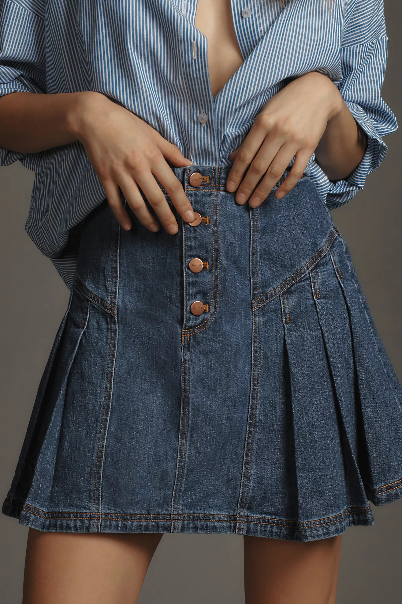 Pilcro Denim Corset Mini Skirt | Anthropologie (US)