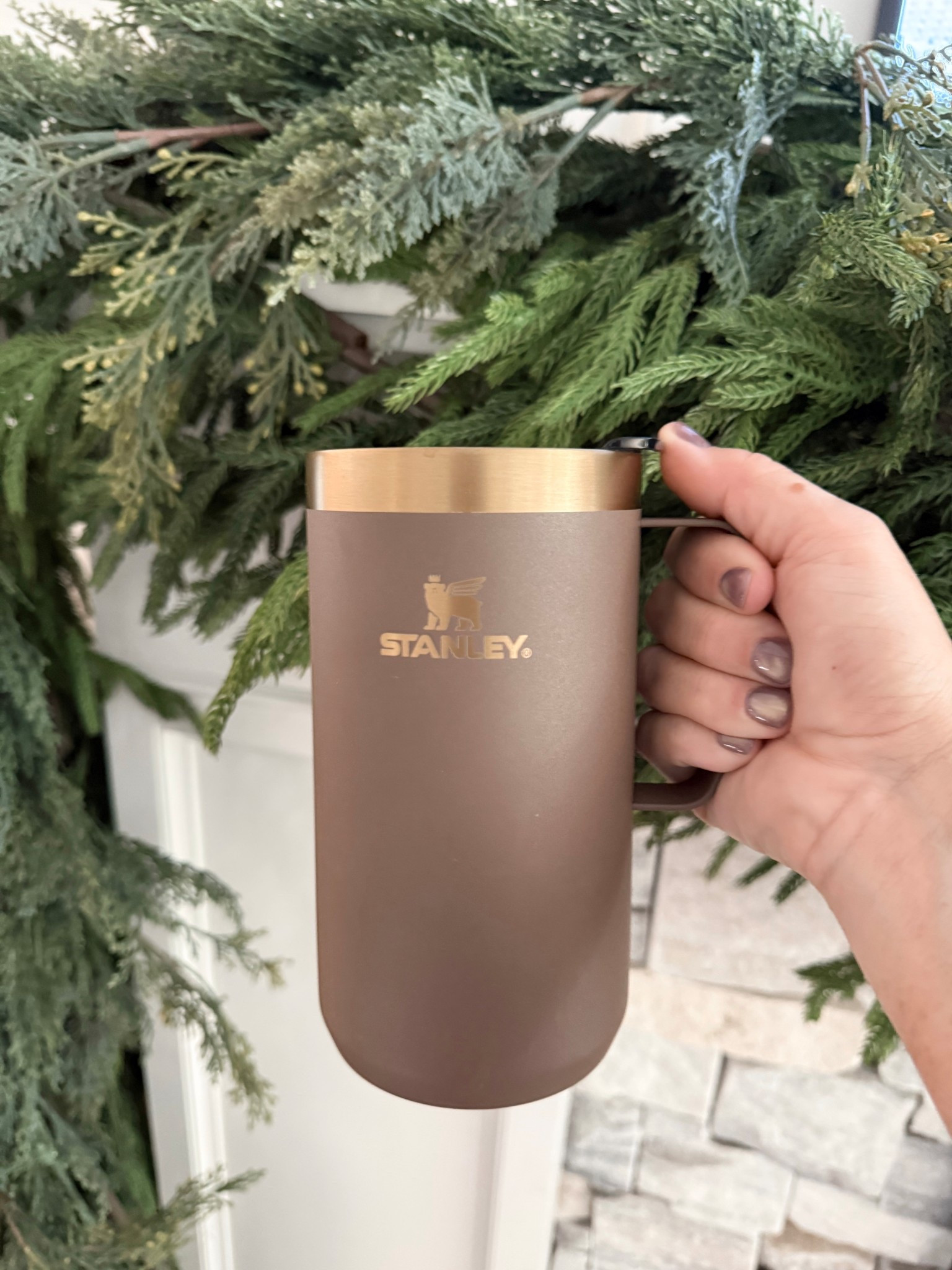 I’m working on my fireplace mantle garland as promised! My morning coffee is staying hot in my Stanley Mug in this beautiful color combination! These make a great gift for the holidays! 🤎

#LTKFindsUnder50 #LTKGiftGuide #LTKTravel