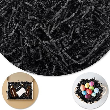 Darfukei 8oz Shredded Paper For Gift Baskets, Crinkle Paper, Black Crinkle Paper Filler, Crinkle ... | Amazon (US)