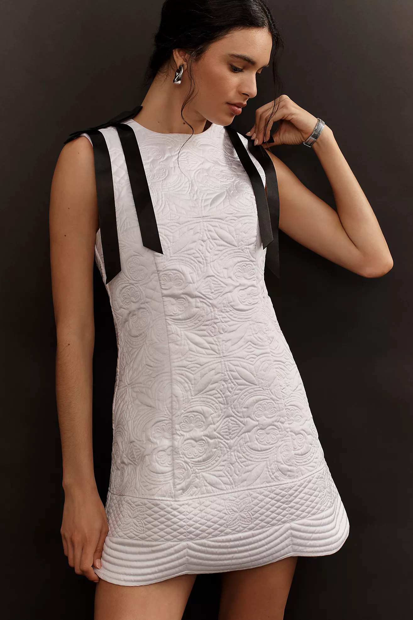 Lovaan Lena Quilted Taffeta Mini Dress | Anthropologie (US)